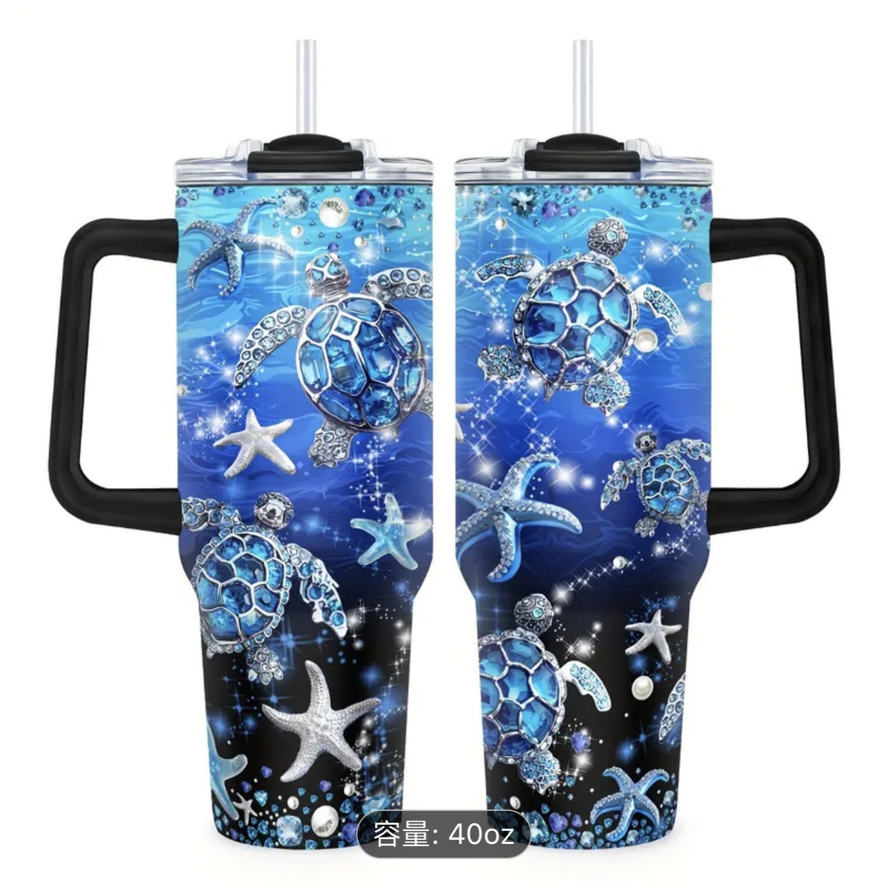 Copa Bingba transfronteriza de 40oz Copa de acero inoxidable 304 de gran capacidad, preservación del calor y preservación del frío con mango Copa de coche