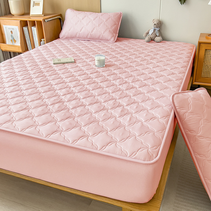 Nuevo tipo de cama cubierta de protección de colchón cuatro estaciones de algodón intercalado engrosado universal todo incluido no desplazamiento cubierta de sopa