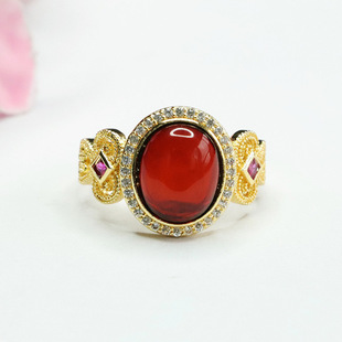 Xinyu Natural Amber Ring Blood Po Ring Ring National Tide Jewelry Women's Factory Wholesale HP3111804