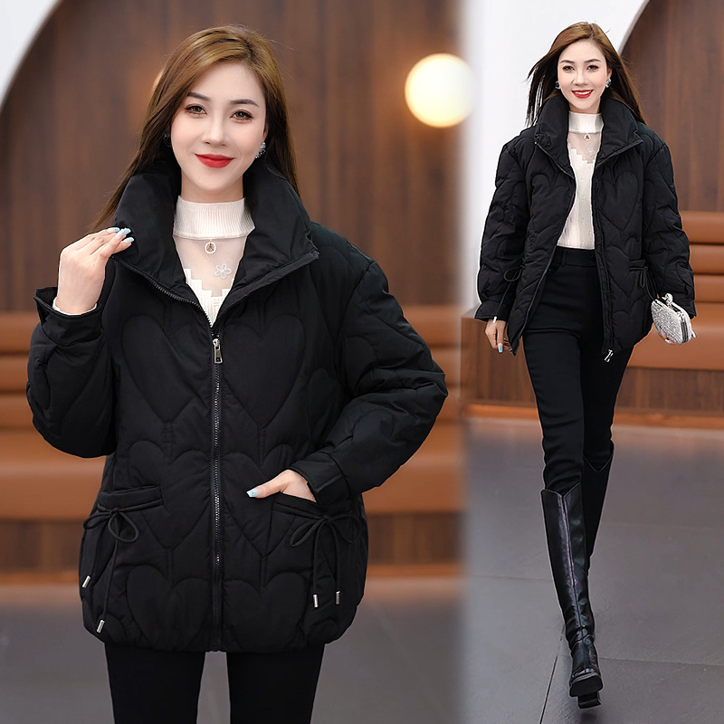 2024 invierno ropa de algodón de pluma de mujer ropa de pan holgada coreana ropa de algodón de cuello vertical abrigo de algodón cálido chaqueta gruesa image 2