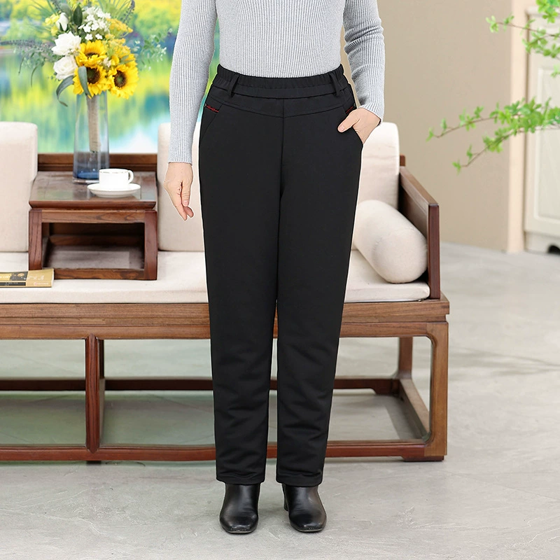 Белые утиные пуховые брюки съемной подкладкой для женщин среднего и пожилого возраста, утолщенные теплые хлопковые брюки для бабушек, оптовая продажа