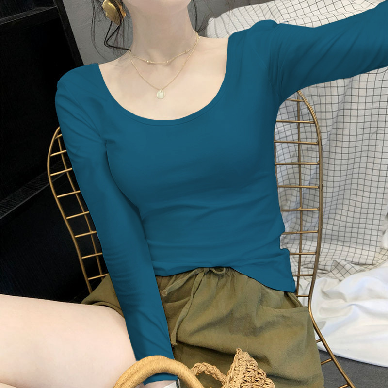 White Base Shirt Women's Wear Autumn and Winter New Cotton Slim Long Sleeve T-Shirt 2022 Spring Western Style Top