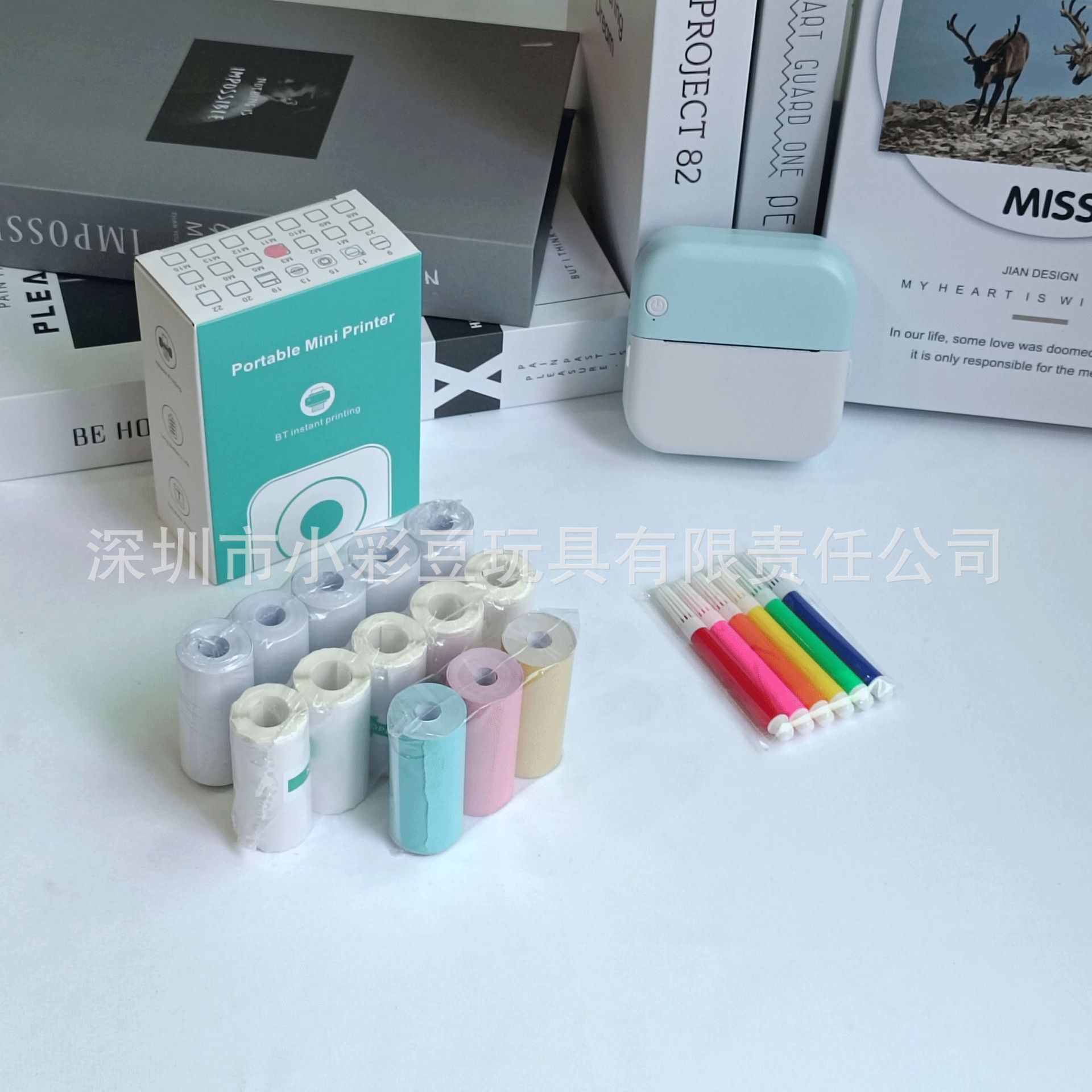 M3 파란색 + 감열지 5개 + 접착지 5개 + 색지 3개 + 색펜