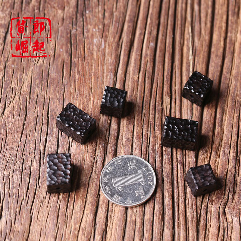 黑檀木方形桶珠吊坠腰珠散珠diy手工车挂钥匙扣配饰手工雕刻复古