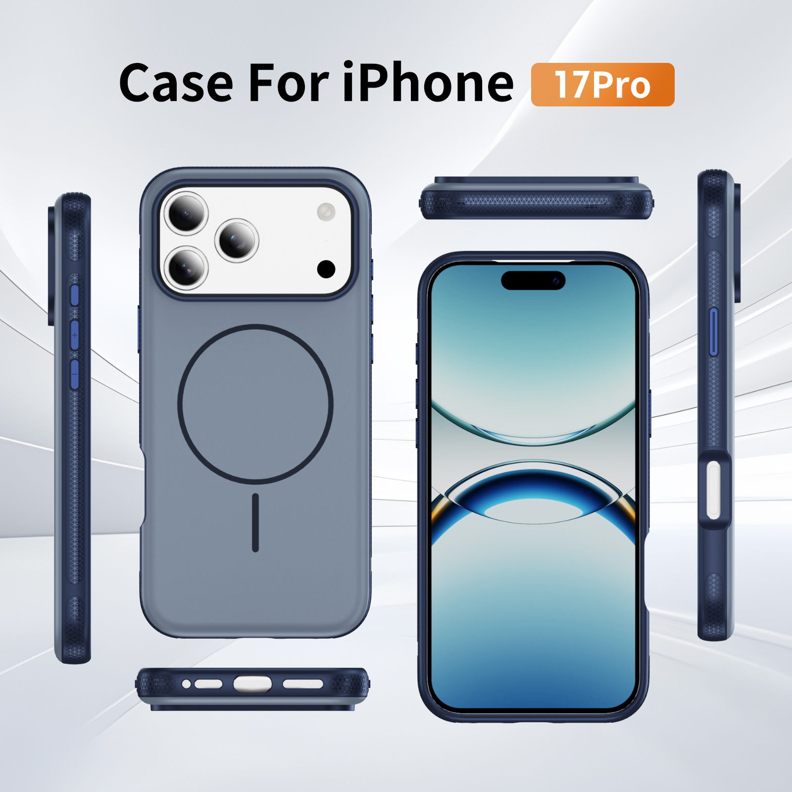 支点壳双色仿原磁环适用于IP17PRO带防滑纹四角防摔防指纹手机壳