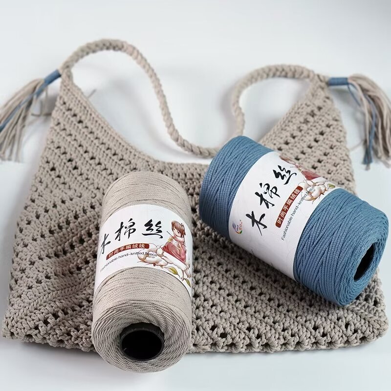 2mm Hollow Cotton Thread New Product DIY Crochet Bag Colorful Dot Yarn Hand-Woven Bag Hat Round Strand Wool Thread Wholesale Manufacturer