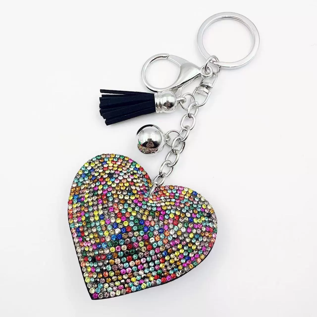 Брелок (в стиле Chanel) сердце с кисточкой, аксессуар DIY, 9×8×2 см