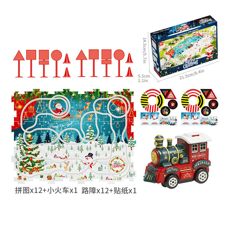 Coche de pista de rompecabezas para niños, ensamblaje de bricolaje, múltiples escenas, mapa de la ciudad, construcción de un coche de pista de rompecabezas eléctrico