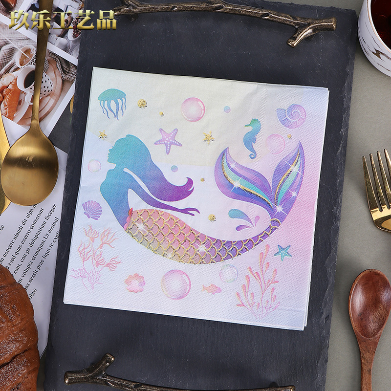Creative printing paper towel bulk monochrome printing label napkin advertising restaurant napkin hotel square tissue paper commercial wholesale