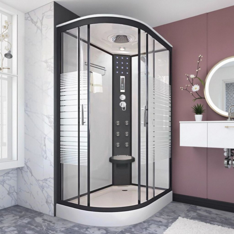 Integrated Shower Room with Tempered Glass, Simple Shower Enclosure, Partitioned Bath Room, Sauna and Shower, All-In-One Home Bathroom Integrated Shower Room with Tempered Glass, Simple Shower Enclosure, Partitioned Bath Room, Sauna and Shower, All-In-One Home Bathroom