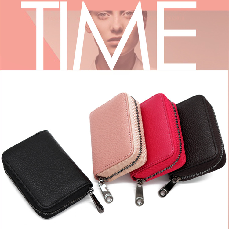 Multi-card Slot, High-Capacity Leather Card Holder with Zipper and Anti-theft Design – Compact Coin Purse