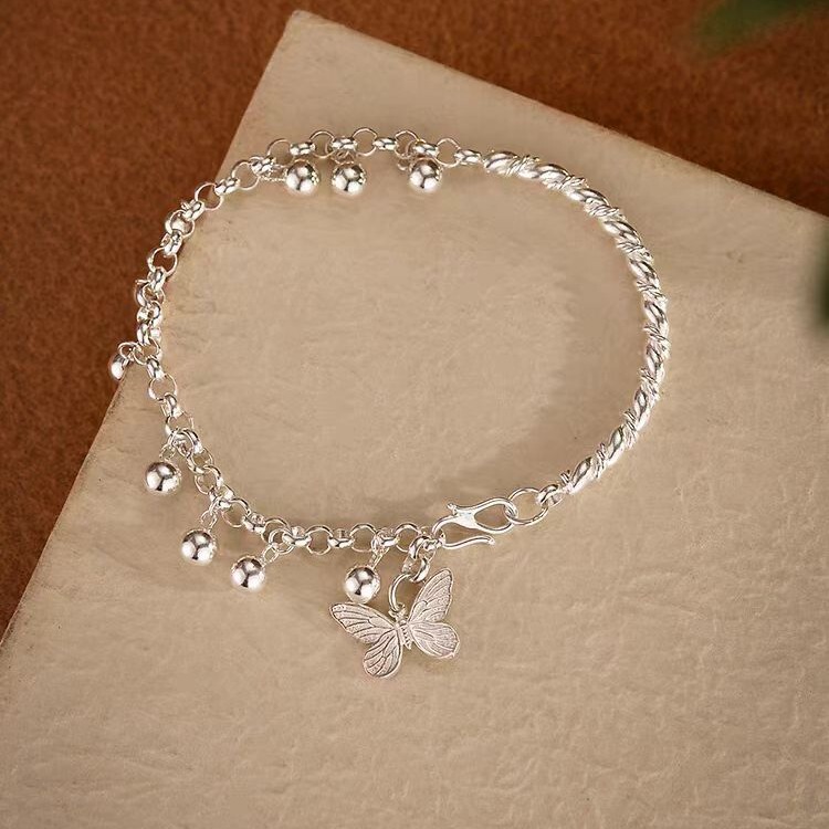 Round Ball Butterfly Bracelet for Women, High-End Niche Exquisite Bracelet, Light Luxury, High-Looking Bestie Gift Bead Chain Round Ball Butterfly Bracelet for Women, High-End Niche Exquisite Bracelet, Light Luxury, High-Looking Bestie Gift Bead Chain