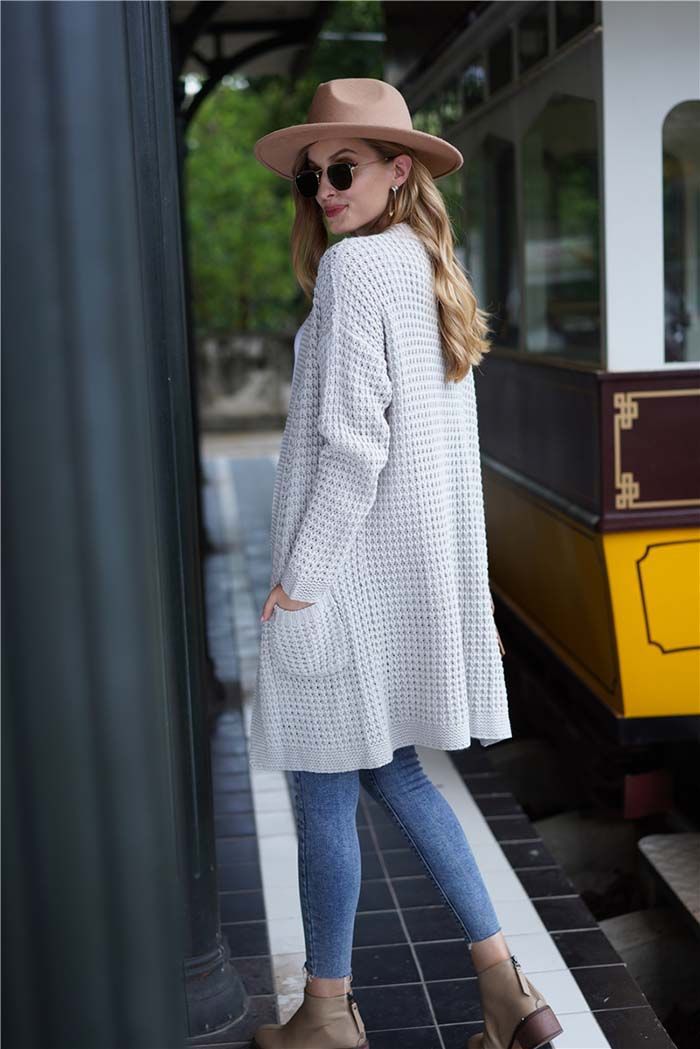 Mid-Length Loose Knitted Cardigan NSYF72048