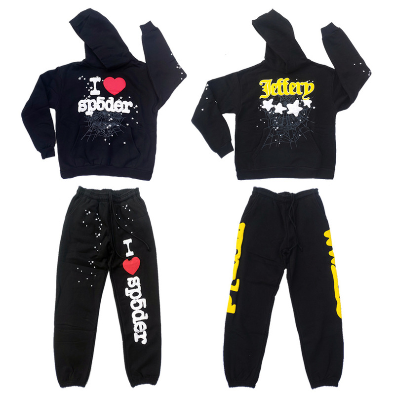 Cross-border original fleece-lined European and American fashion brand Sp5der Young Thug star with couple's sweater hoodie