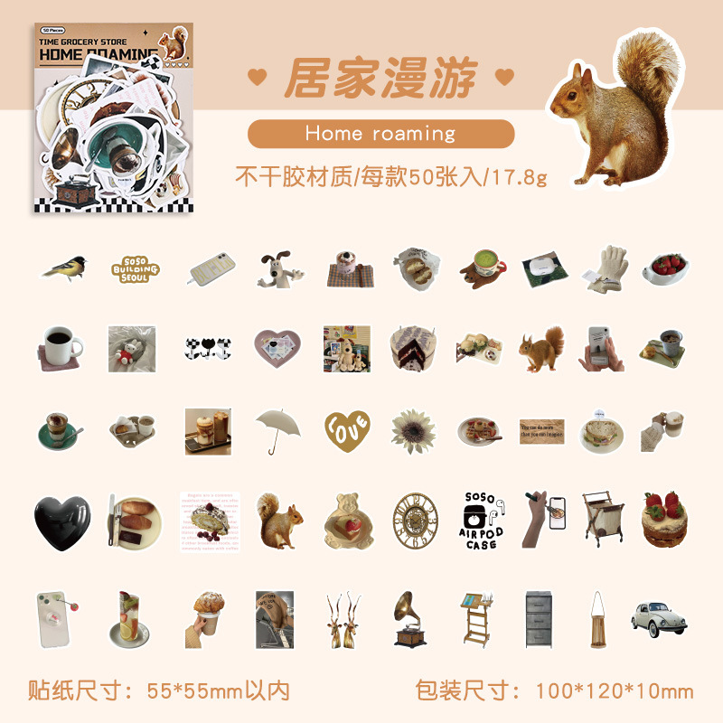 Moda tienda de comestibles pegatinas adhesivas bolsas ins ventilador material pegatinas DIY diario decoración pegatinas papelería