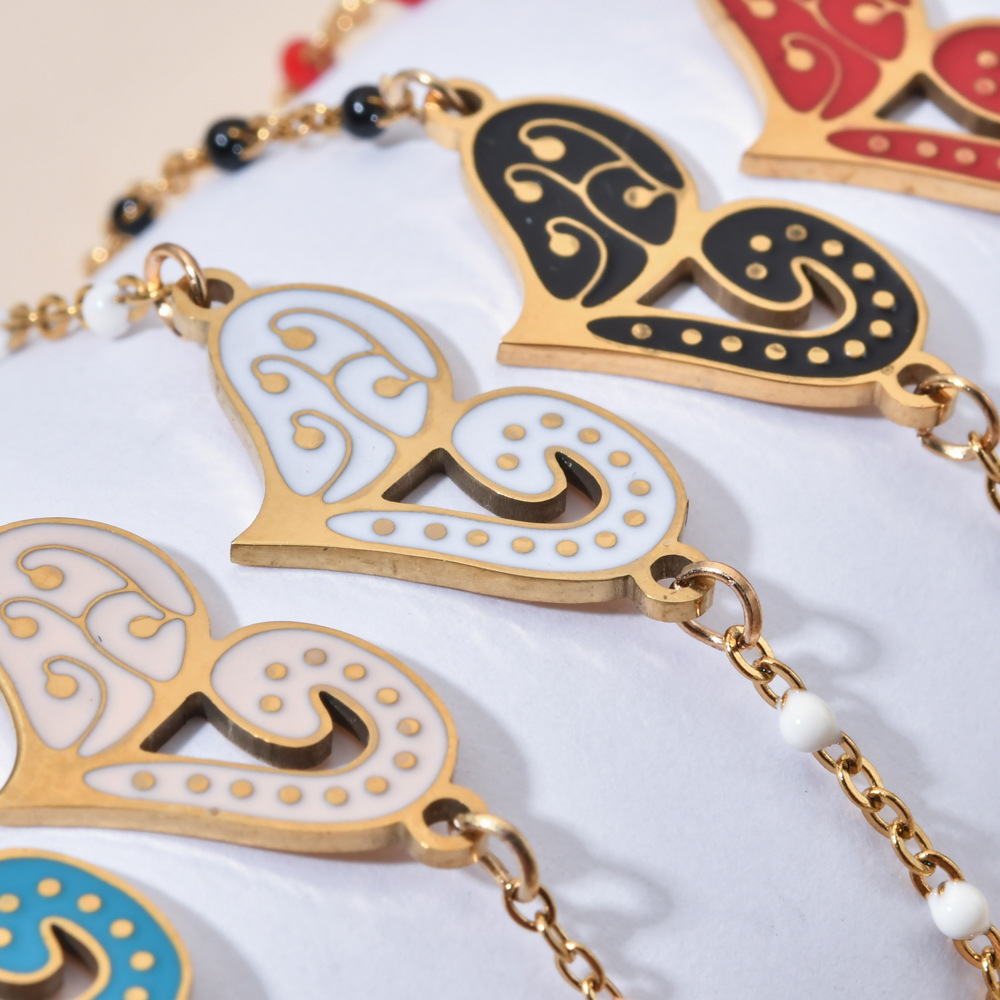 Heart Shape Pattern Women'S Gender Bohemian Heart Shape Stainless Steel Plating Bracelets