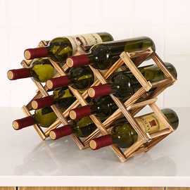 家用木质葡萄酒展示架可堆叠酒窖红酒存储架桌面木质葡萄酒架