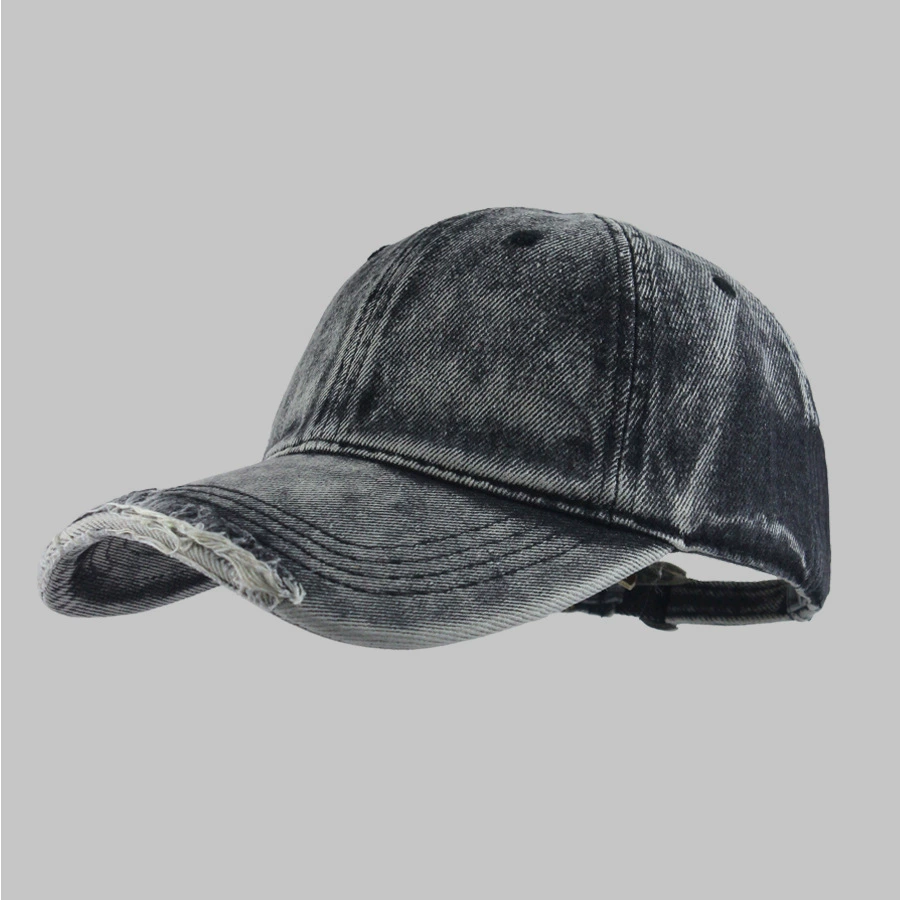 Denim baseball cap, leisure adjustable hat, washed look, size M (56–58 cm)