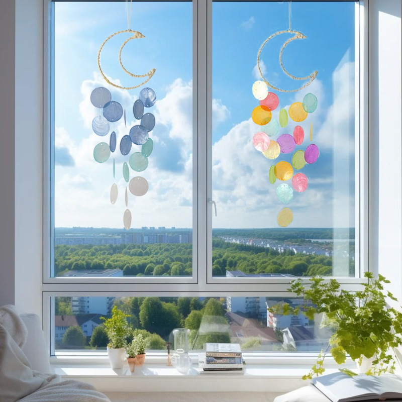 Spring and Summer New Shell Wind Chime Pendant Bell Light and Shadow Dream Wind Chime Room Window Hanging Decoration Home Decoration
