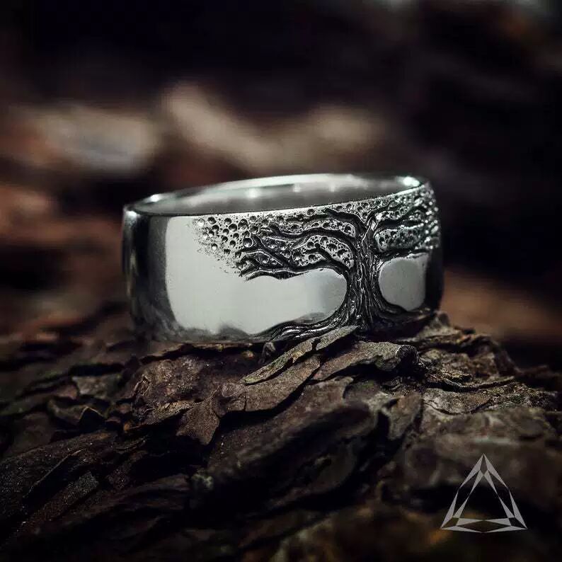 Changying temu AliExpress Hot Sale New Vintage Men's and Women's Ring Vintage Carved Tree of Life Ring