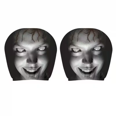 Universal seat cover best-selling universal pullover printed car headrest - smiling-white-face-double-sided-printing-1-piece