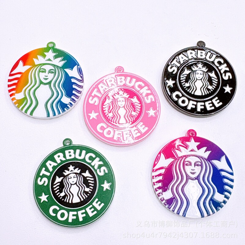 38mm Colorful Acrylic Embossed Starbucks Round Pendant DIY Phone Chain Accessory 38mm Colorful Acrylic Embossed Starbucks Round Pendant DIY Phone Chain Accessory