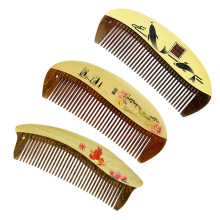 黄杨木漆艺梳子彩绘护发居家日用图案个性刻字LOGO非遗非遗工艺