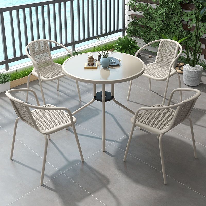 Salón de té de leche, silla de ocio, mesa y silla combinada de hierro forjado al aire libre, patio al aire libre, mesa de comedor de balcón