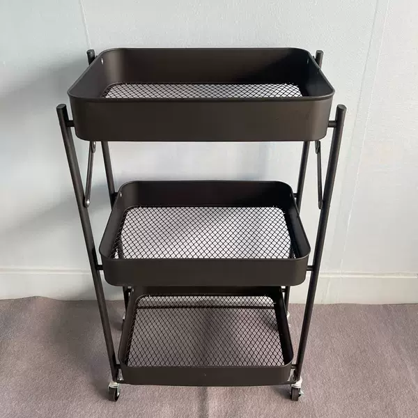 Cross-border folding storage rack, multi-layer kitchen storage rack, bathroom trolley, household movable storage rack