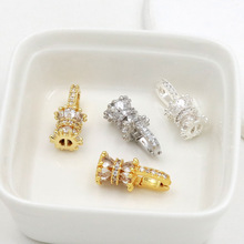 铜镀小蛮腰微镶锆石连接扣头 手工DIY饰品手链项链连接扣配件批发