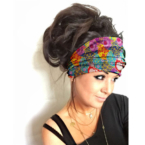 Hijab women European and American 2024 summer new style cross-border manufacturer direct batch fashion printed yoga wide headband wholesale