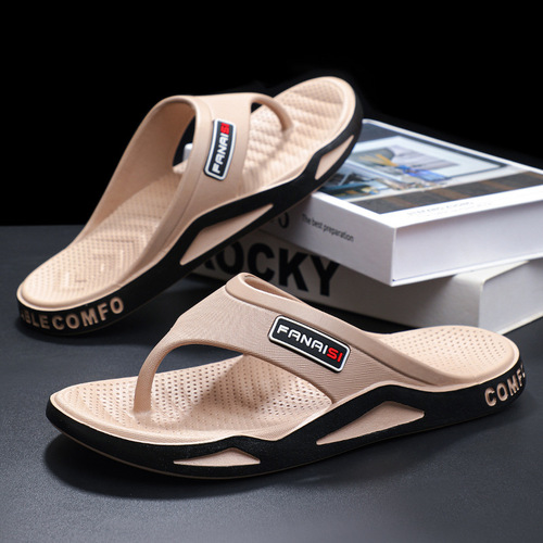 Slippers Men's Thong Summer Outdoor Slippers Foot Wedge Couple Hong Kong Style Casual Rubber Beach Shoes Trend Wholesale 