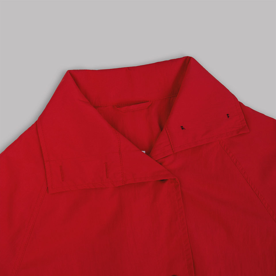 Áo khoác măng tô nữ dáng ngắn cổ đứng khóa kéo phong cách Âu Mỹ — Chất liệu: 55% Polyester, 45% Nylon, Có đủ size, trọng lượng: 320g, màu đỏ chi tiết 13