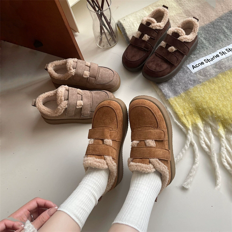 Северо-восток утолщает дно снегоступы женские 2024 новые зимние ретро бархатные утолщенные теплые ботинки из хлопка