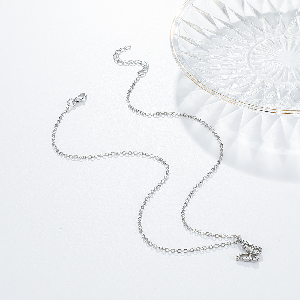 Sweet Butterfly Alloy Rhinestone Necklace 1 Piece