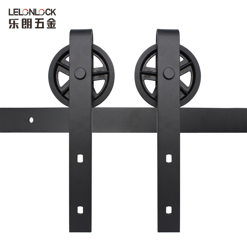 Longitud de pista personalizada granero puerta de columna de rueda grande cocina comedor puerta divisoria puerta corredera traducción conjunto completo de rieles