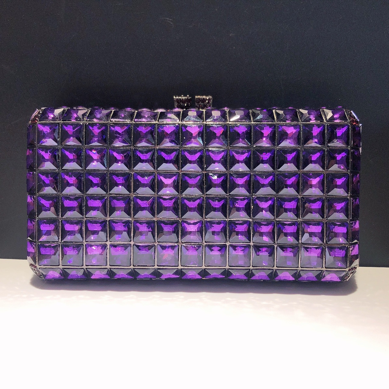 Fuente transfronteriza de cristal sólido con diamantes bolsas de banquete de maquillaje cuadrada horizontal bolsas de banquete de mano embrague duro