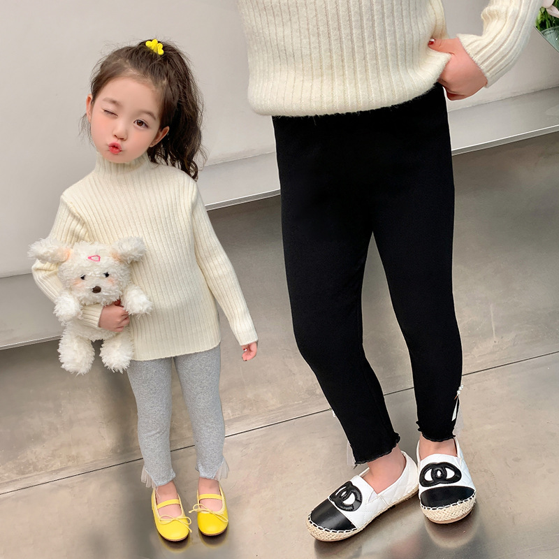 Leggings de bebé primavera y otoño desgaste exterior delgado primavera y verano estilo occidental de niña pantalones ajustados delgados pantalones delgados para niños medianos y pequeños