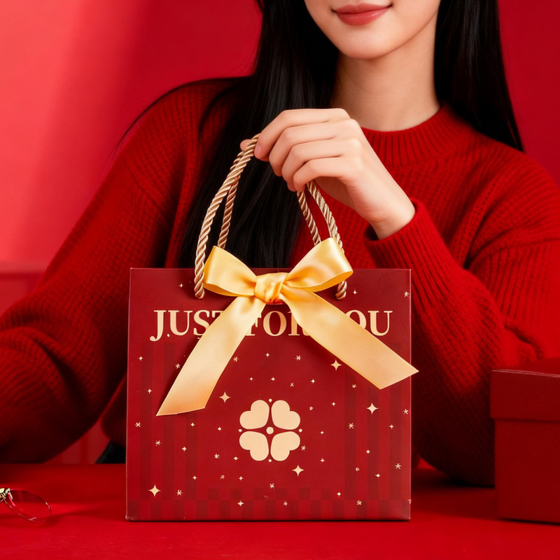 Valentine's Day Bags, Hand-Held Gift Bags, New Year Gift Bags, High-End Birthday and Festive Red Souvenir Packaging Bags