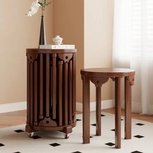 实木圆凳子茶几家用可叠放凳现代吃饭凳子餐桌凳原木新中式叠叠乐