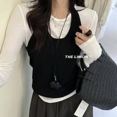 the limon柠檬绿茶叠穿时髦挂脖针织背心吊带女2025秋季无袖上衣