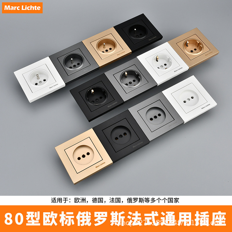 Russian European Style 16A Round Hole Socket Wall Concealed Panel German Eu Universal High Power Power Socket