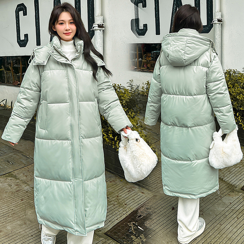 2024 nueva capa de algodón con capuzas gruesa larga ropa de pan de rodilla de mujer nueva chaqueta de algodón de invierno image 2