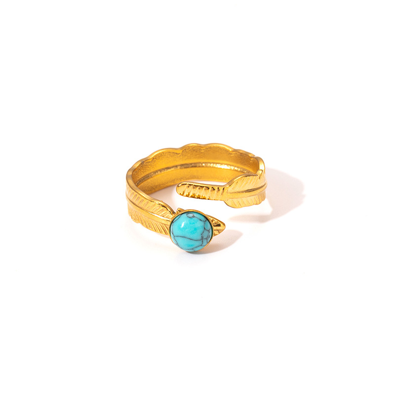 7g Weight 0.03µm Gold Plating Thickness Electroplated Gold Plating Process Golden Plated Plating Material Cat's Eye Stone Inlay Material Rings Classification 1 Piece Quantity Daily Occasion 201 Stainless Steel Material Tree Pattern Women's Gender IG Style Style Inlay Craft Wholesale Jewelry IG Style Feather Titanium Steel Natural Stone Gem Inlay Open Rings 17