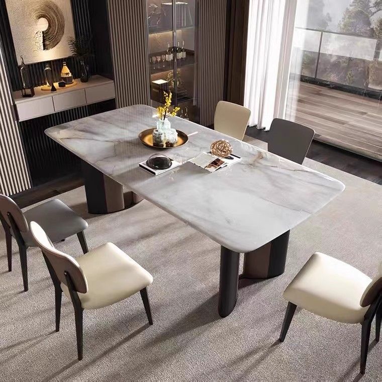 Thickened Ultra-Cristal Dining Table and Chair Set, Light Luxury Italian Style, New Modern Minimalist Marble Dining Table for Home
