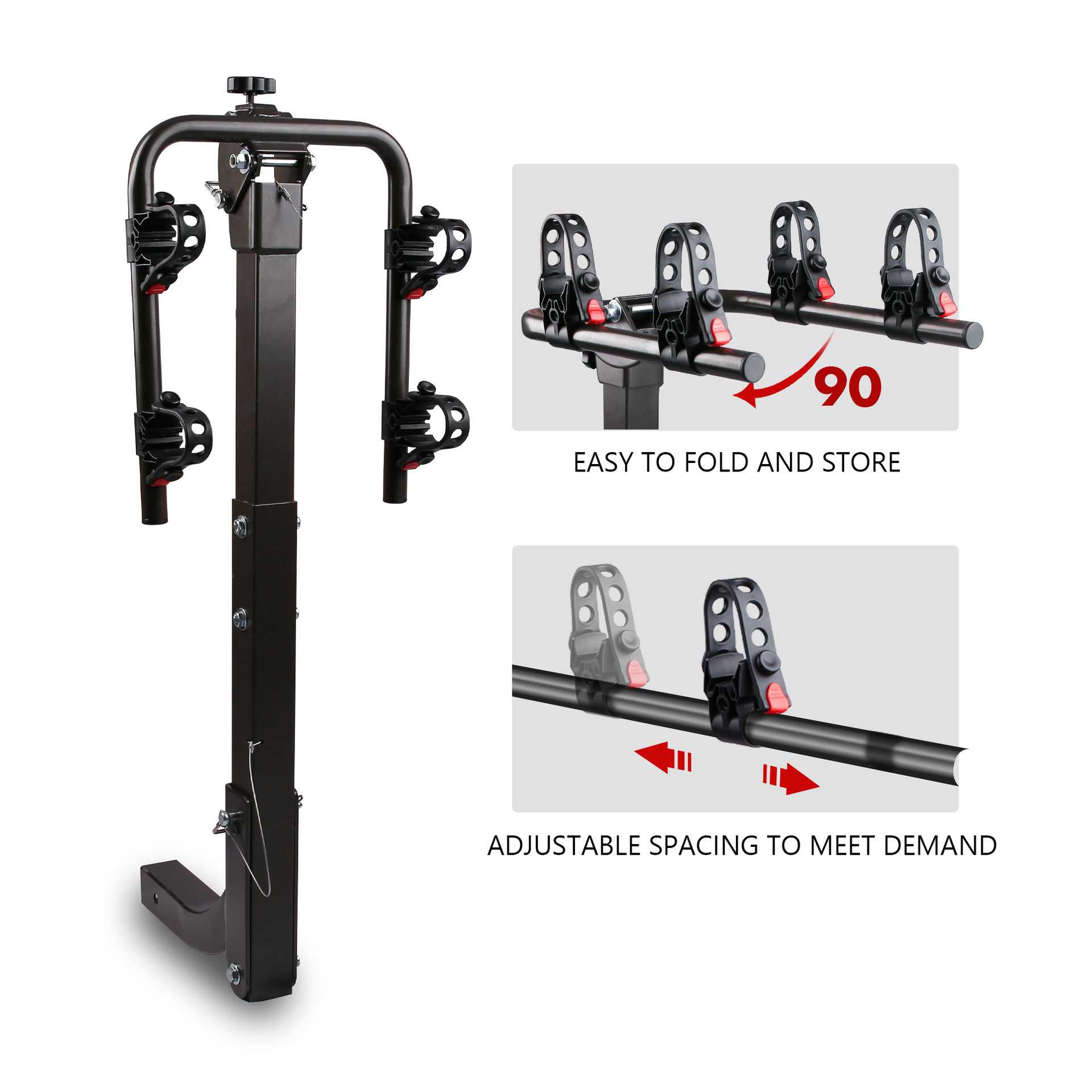Car-Mounted Bicycle Rack, Two-Bike Rack, Reinforced Version, Regular Version, Adjustable Rear Suspension Rack for Vehicles