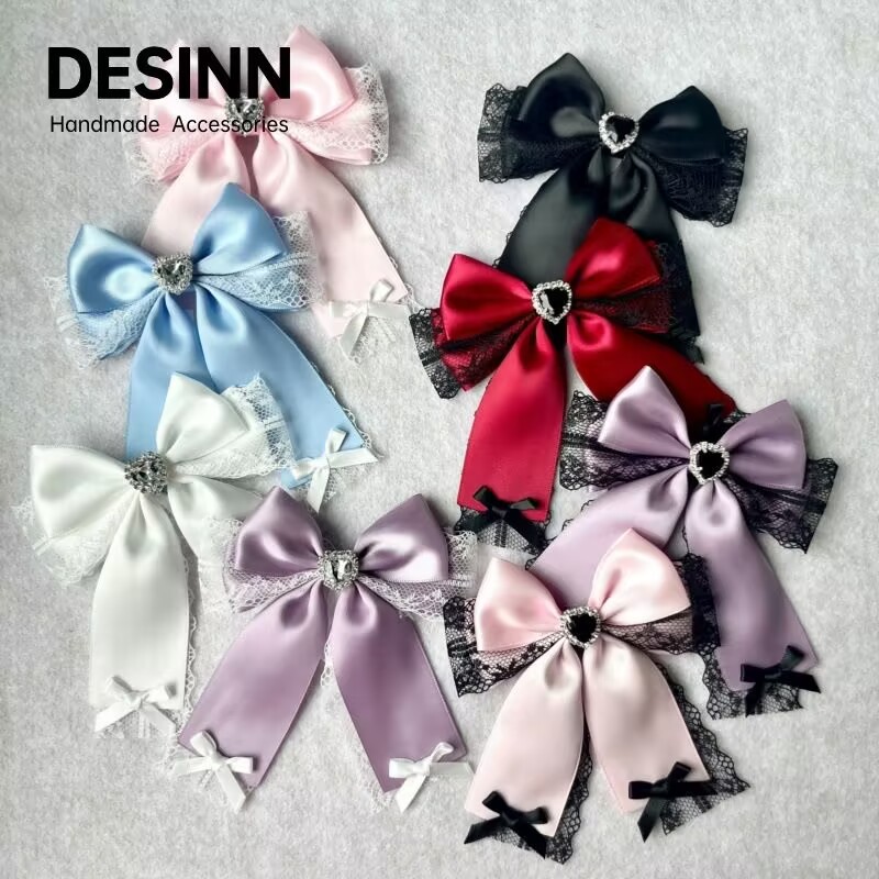 Korean Style Elegant Lace Bow Celebrity Hairpin Simple Fashion Girl Top Clip Tassel Internet Celebrity Retro Hairpin