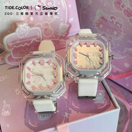 正港helloKitty凯蒂猫学生手表女士腕表三丽鸥小方表防水夜光石英