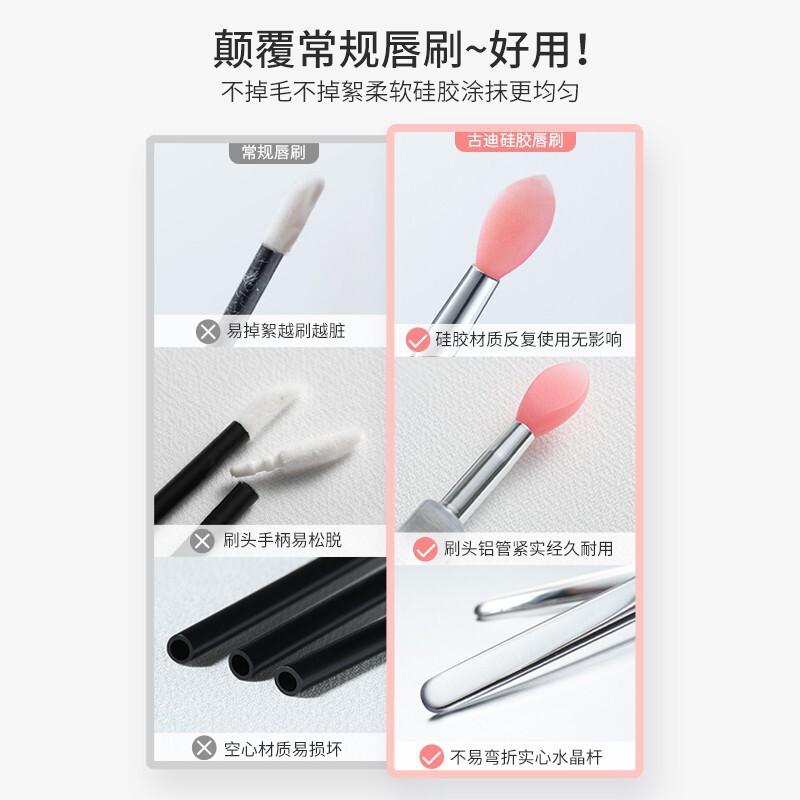 携帯唇膜ブラシシリコン唇ブラシ蓋付き潤唇クリーム専用掘削スプーンミニ口紅化粧ブラシ口紅|undefined