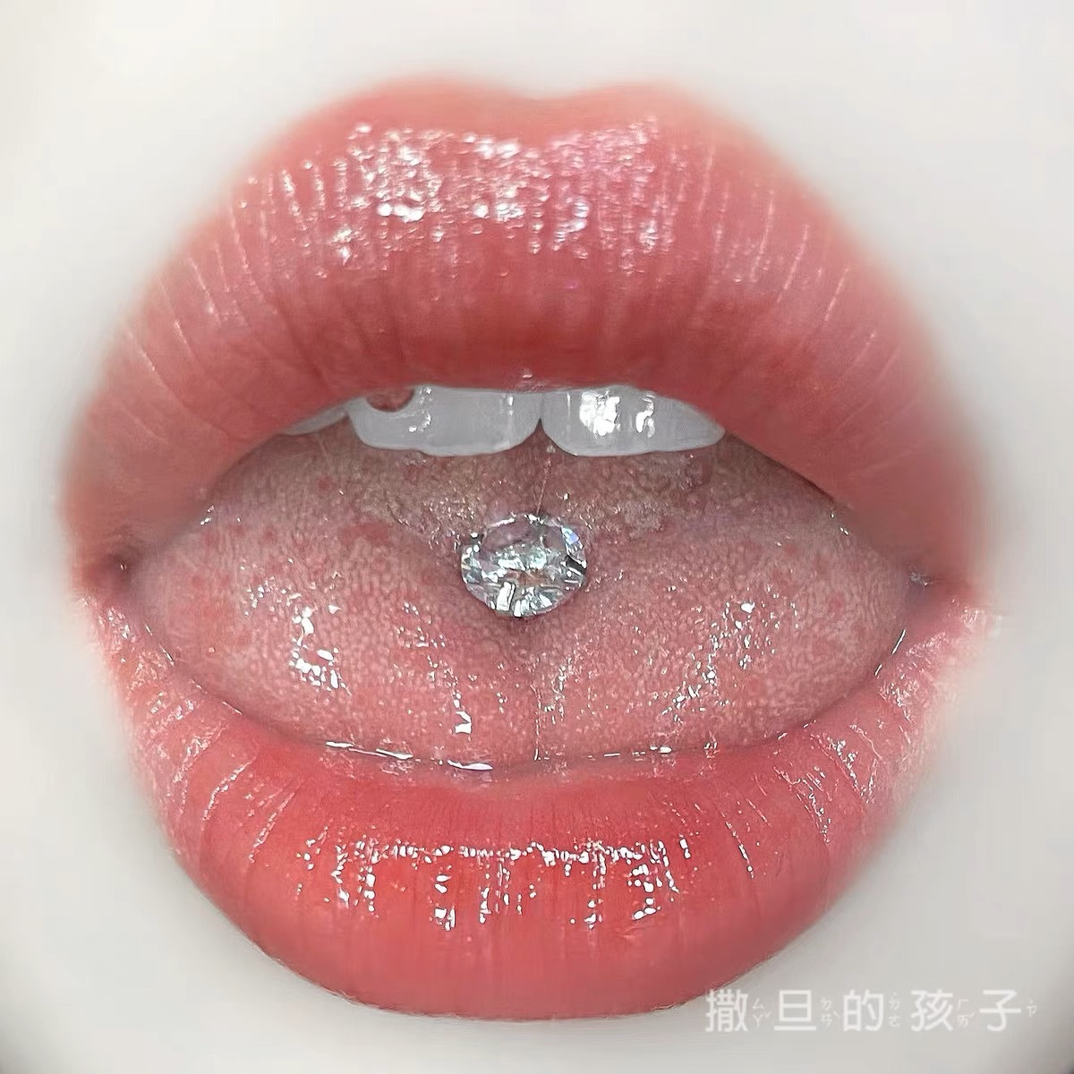 Labret stud lip piercing jewelry styling detail